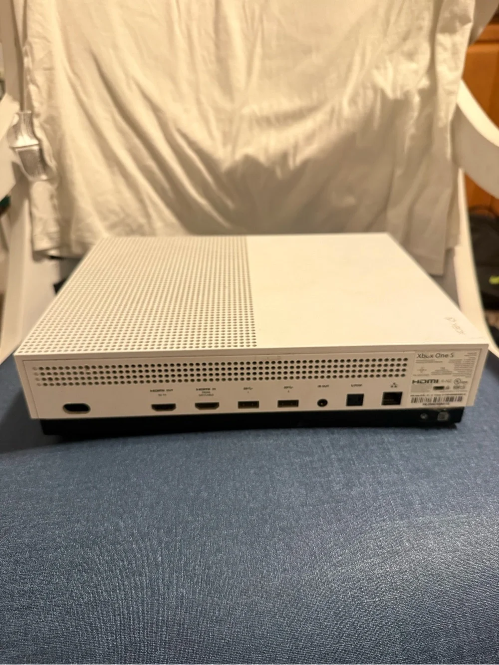 Microsoft Xbox One S White Console with 1 T and Blue Camo Wireless Controller
